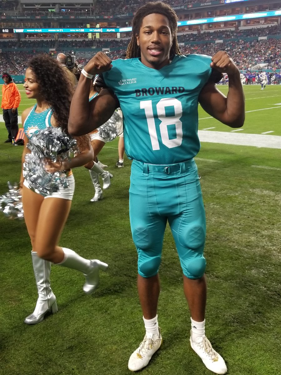 Uniforms for 2018 Dade vs Broward All-star football game unveiled at Hard Rock Stadium during the Dolphins/Bills game.