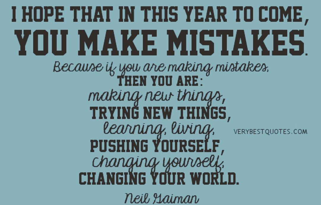 MikeArmiger's tweet image. A very happy new year to you all 💜
May I offer an alternative to the new year messages that attempt to hold us to a standard of perfection we are often incapable of achieving.
My aim this year is to make more mistakes.
Here's why...
#NewYear2018 #joinin