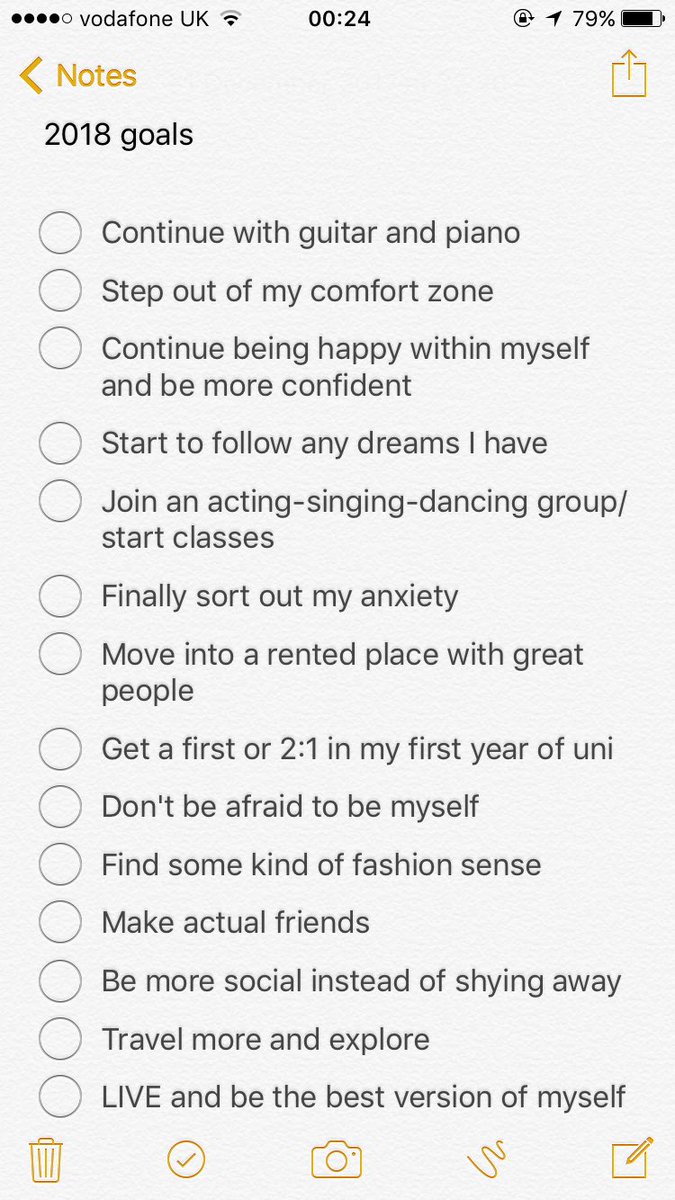rosieells's tweet photo. 2018 goals! Happy New Year Everyone 🎉 https://t.co/J4eG4rJ2EN