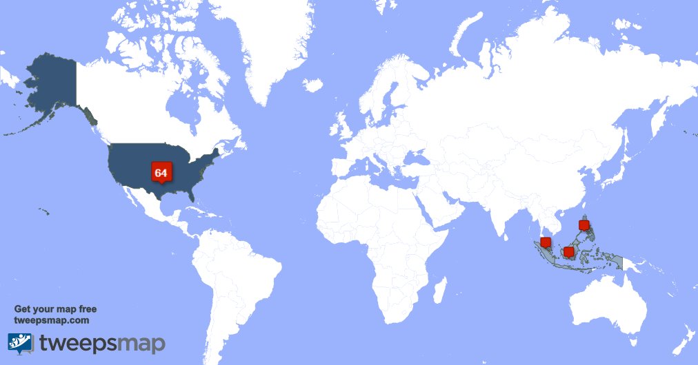 PHPRIDEStories's tweet photo. My followers live in 4 countries: USA(64%), Philippines(18%)... https://t.co/ngFW5AE7pQ Get your free map! https://t.co/GxTcQrFCdy