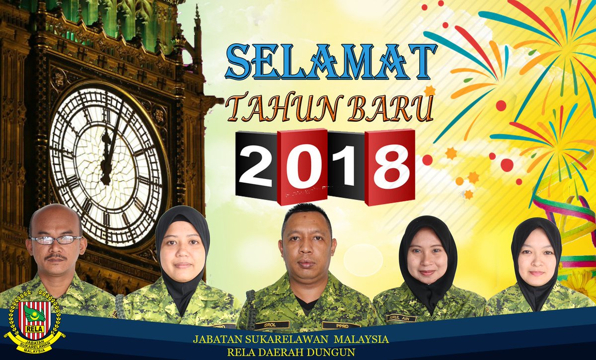 RELA_Dungun's tweet photo. Selamat Menyambut Tahun Baru 2018 @relamalaysia @abgzulfikar @RELA_Terengganu https://t.co/Rcw9iXiRHk