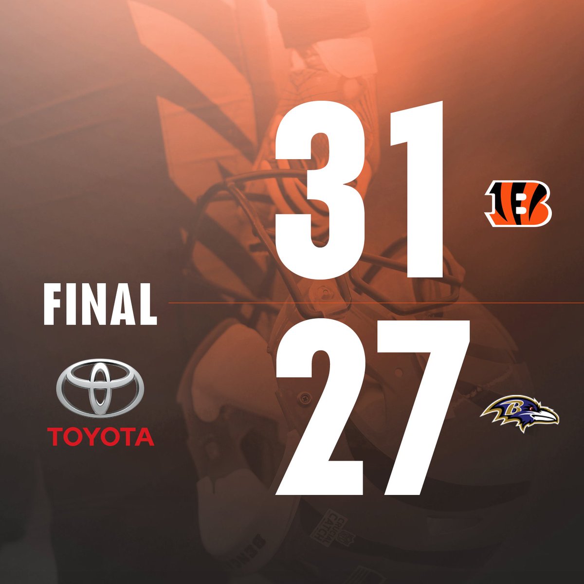 Bengals's tweet photo. #Bengals finish the season with a WIN! #CINvsBAL #Bengals50
 
@Toyota Game Recap: https://t.co/v48ukzQnAj https://t.co/PgEQAesezS