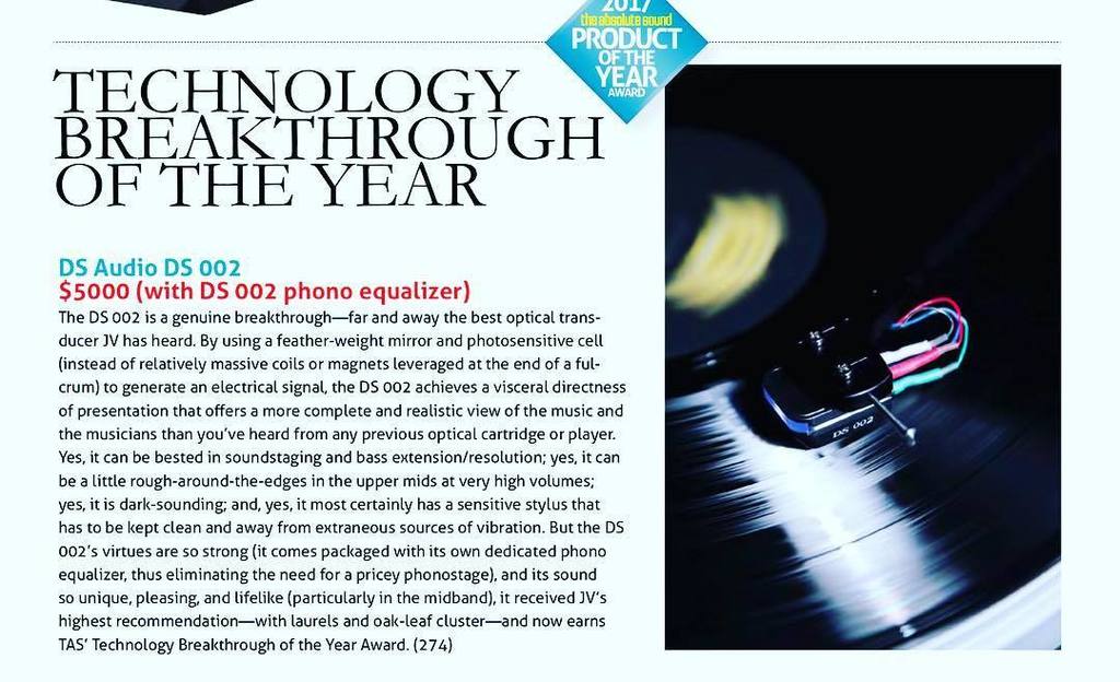 DS_Audio's tweet image. DS002 receive Technology break through of the year from absolute sound magazine .
#technologybreakthrough #dsaudio #ds002 #award #usa #opticalcartridge #analog #光カートリッジ #madeinjapan ift.tt/2DFTgzy