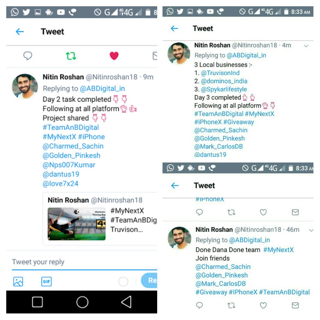 ImNitinRoshan's tweet photo. @ABDigital_in Participated from Day 1
Following at all platformπ
Completed all work ππ
See my efforts
Invited all friends
Finger crossed
#TeamAnBDigital #MyNextX
ππππππππππ https://t.co/tkMO7T4lW0