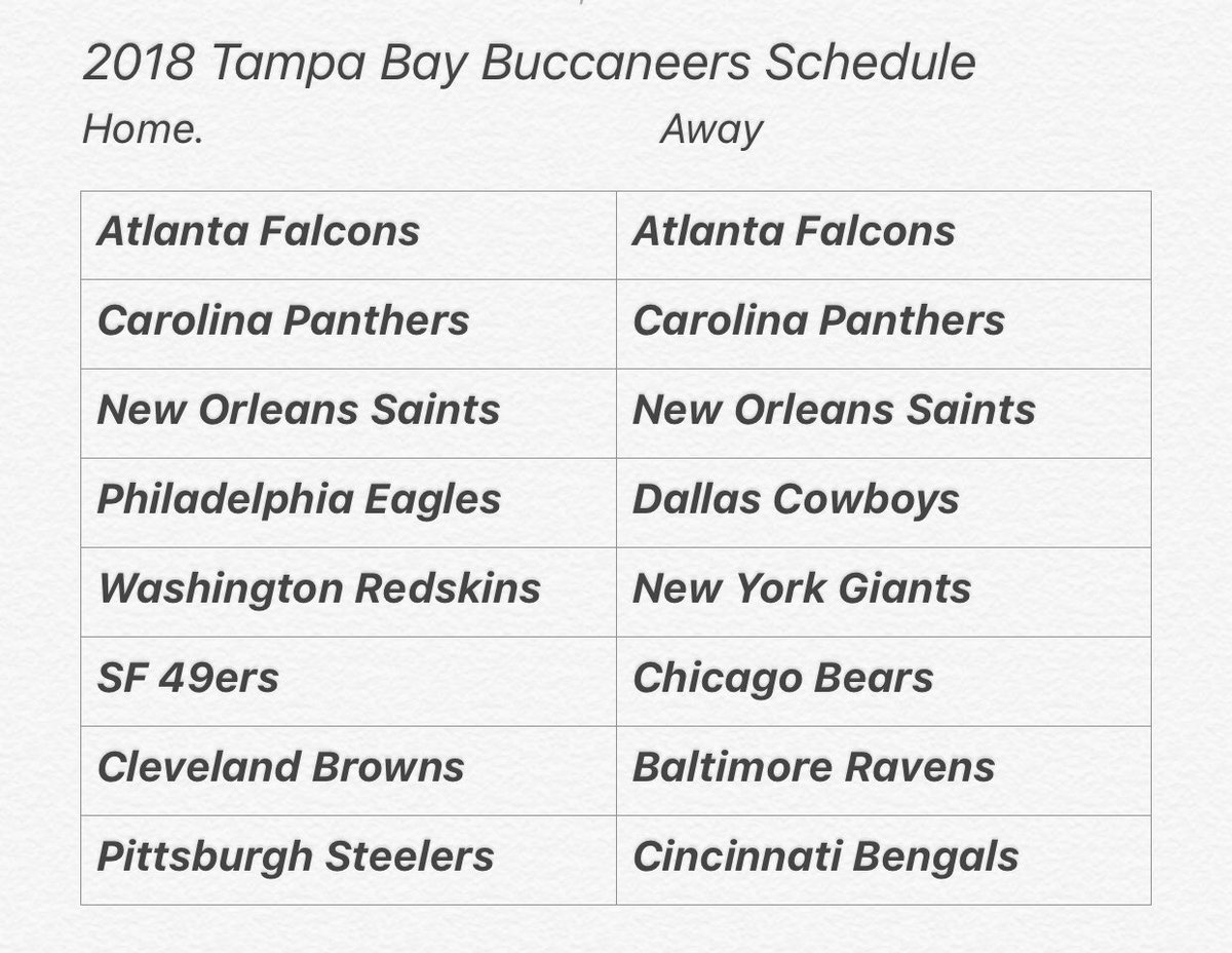 2018 #Bucs Schedule is now official. #Bucs #PewterKrewe