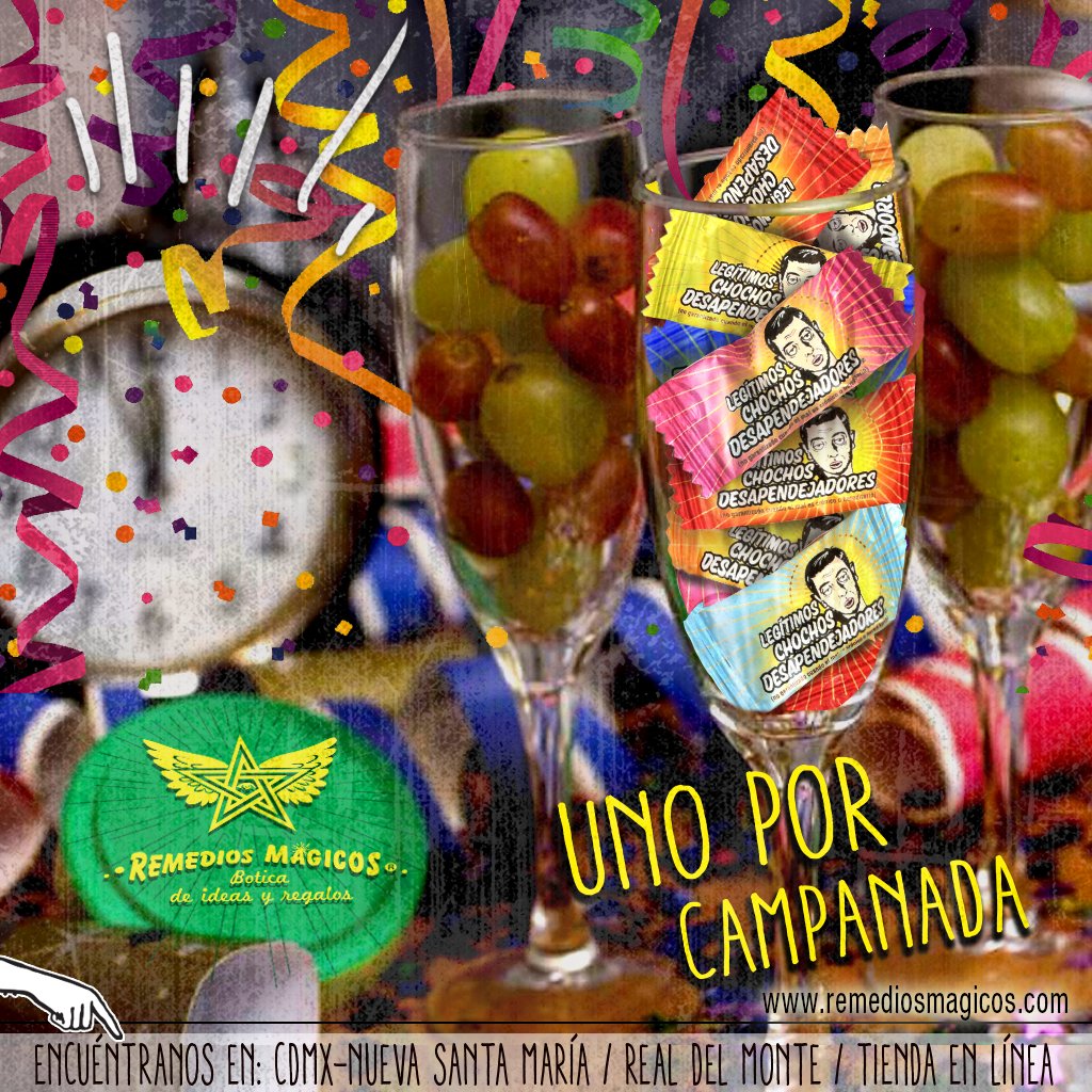 RemediosMagicos's tweet photo. Salud!, me cae que los chochos desapendejadores son más poderosos que las uvas pa' que cumplas tus deseos de año nuevo 😜 Se vale compartir con la familia y amigos. #MisMetasdel2018 PRODUCTOS CHIDOS E INGENIOSOS PARA GENTE EXTRAORDINARIA https://t.co/vzCMHrUAft https://t.co/9u05nJZg2b