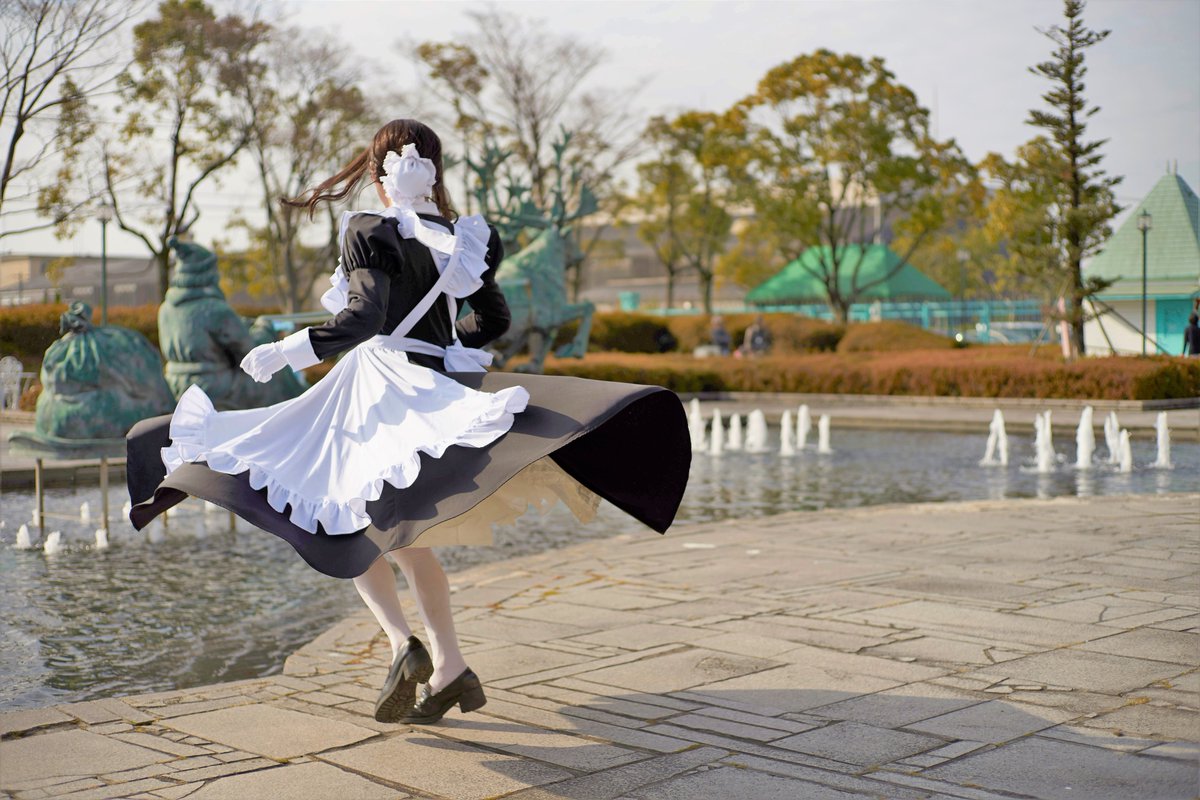 うぉぉぉぉおあああ！！ 全円ロングメイド服やっぱり良い(´◉◞౪