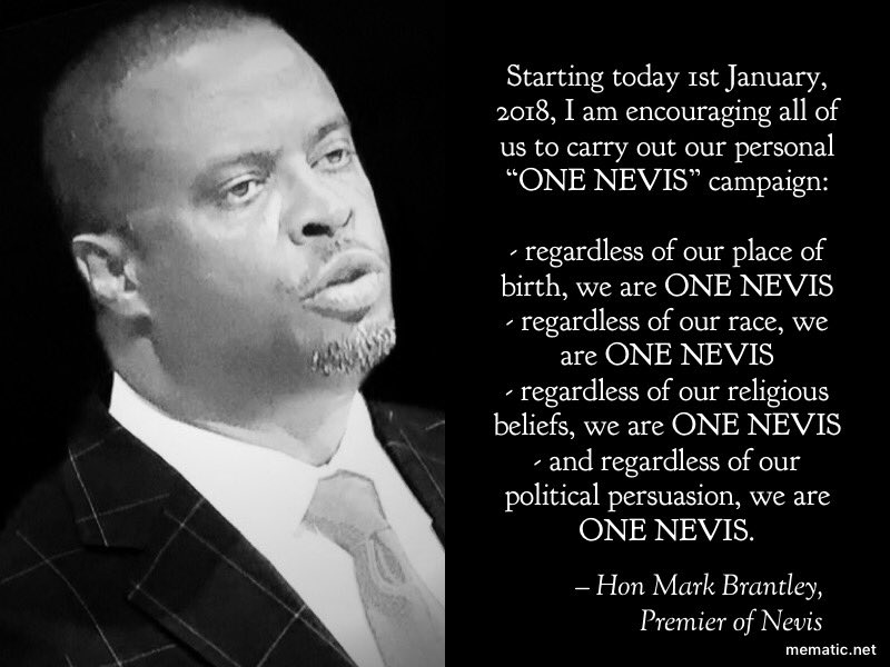 markbrantley3's tweet photo. Leadership must set the right tone. I ask Nevisians and those who call Nevis home to join me in doing it right for 2018 #OneNevis https://t.co/szA2BXDcBb