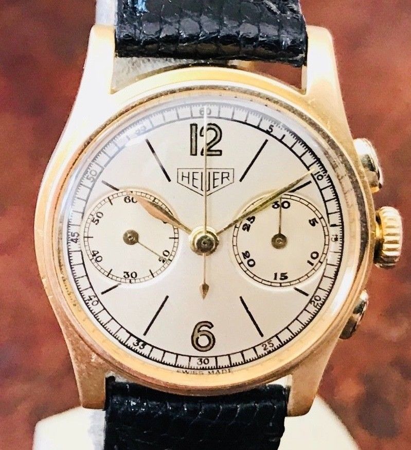 HallandLaddco's tweet photo. Check out our #Heuer #chronograph from the 1940's https://t.co/HYsaDyE1Fy . During this time the company was making #watches for pilots in the German air force during WW2... Yikes! https://t.co/8EWklfQpt4