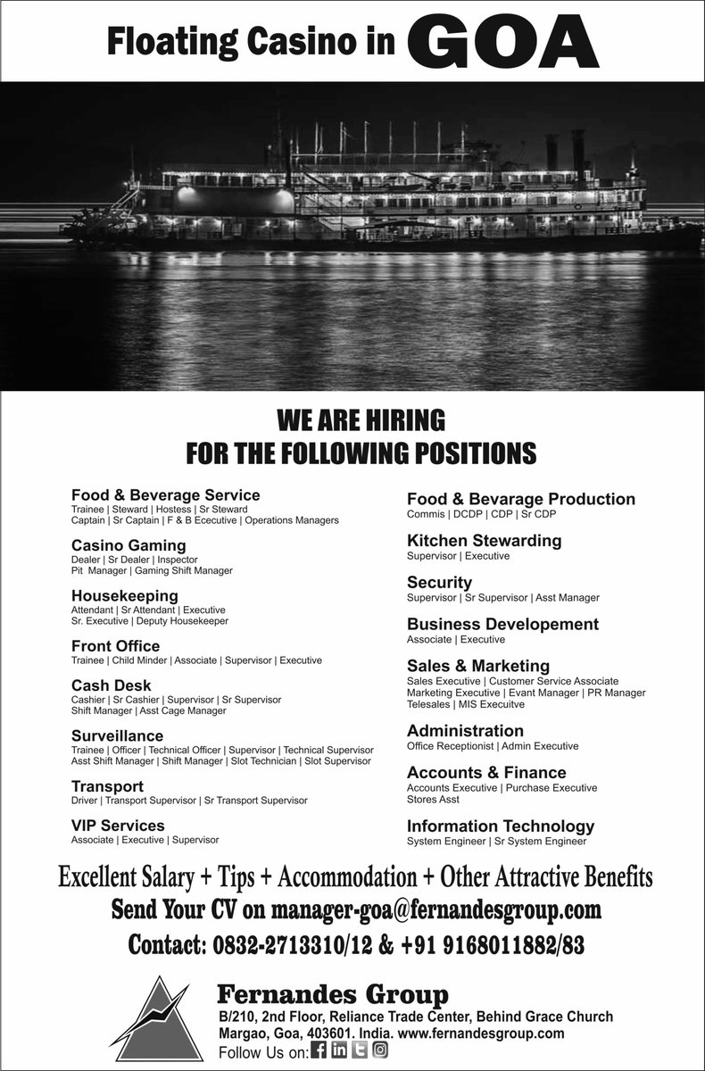 Fernandes Group On Twitter To Apply Send Your Cv On Manager Goa