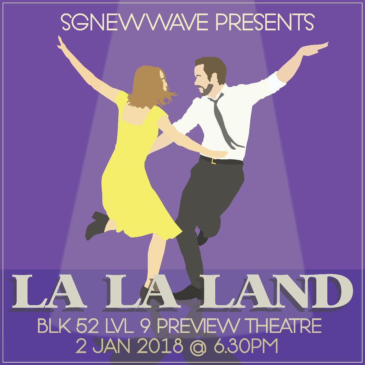sgnewwave's tweet photo. Are you excited to catch our first screening of 2018? Come down to the Preview Theatre at 6.30PM tomorrow as we will be screening La La Land!!! 💃🕺 https://t.co/DL0jQYJIp6