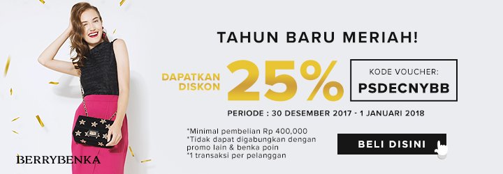 PopSlide_ID's tweet photo. Hari ini hari terakhir untuk promo Berrybenka ini loh! Jangan sampai ketinggalan :D 

Pake kode "PSDECNYBB" di Berrybenka dari 
Des 30, 2017 - Jan 1, 2018! Ayo cek fotonya untuk info lebihnya! https://t.co/SuUkP4bCEX