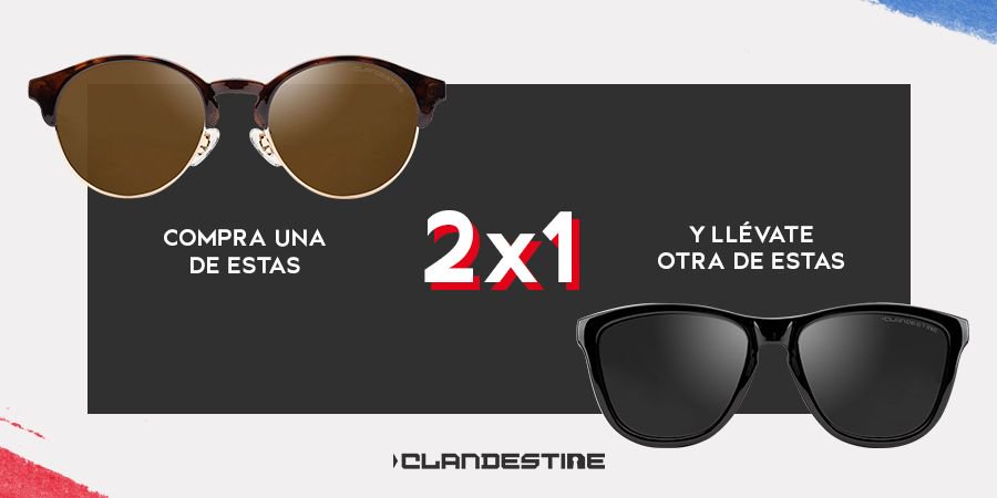 clandestine_es's tweet photo. ¡Hoy es el último dia de 2X1! 

Tienes hasta las 24h para hacerte con dos de tus Clandestine favoritas por el precio de una en: 

https://t.co/I1SSjGvGb1

#GafasDeSol #GafasDeAviador #ClandestineSun #2X1 https://t.co/swQeGJqyKB
