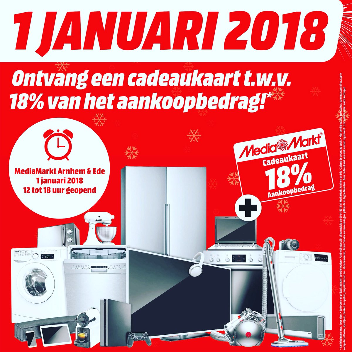 Vandaag zijn MM Arnhem en Ede geopend van 12-18u met een spectaculaire actie! Je ontvangt een cadeaukaart t.w.v. 18% van je aankoopbedrag!*