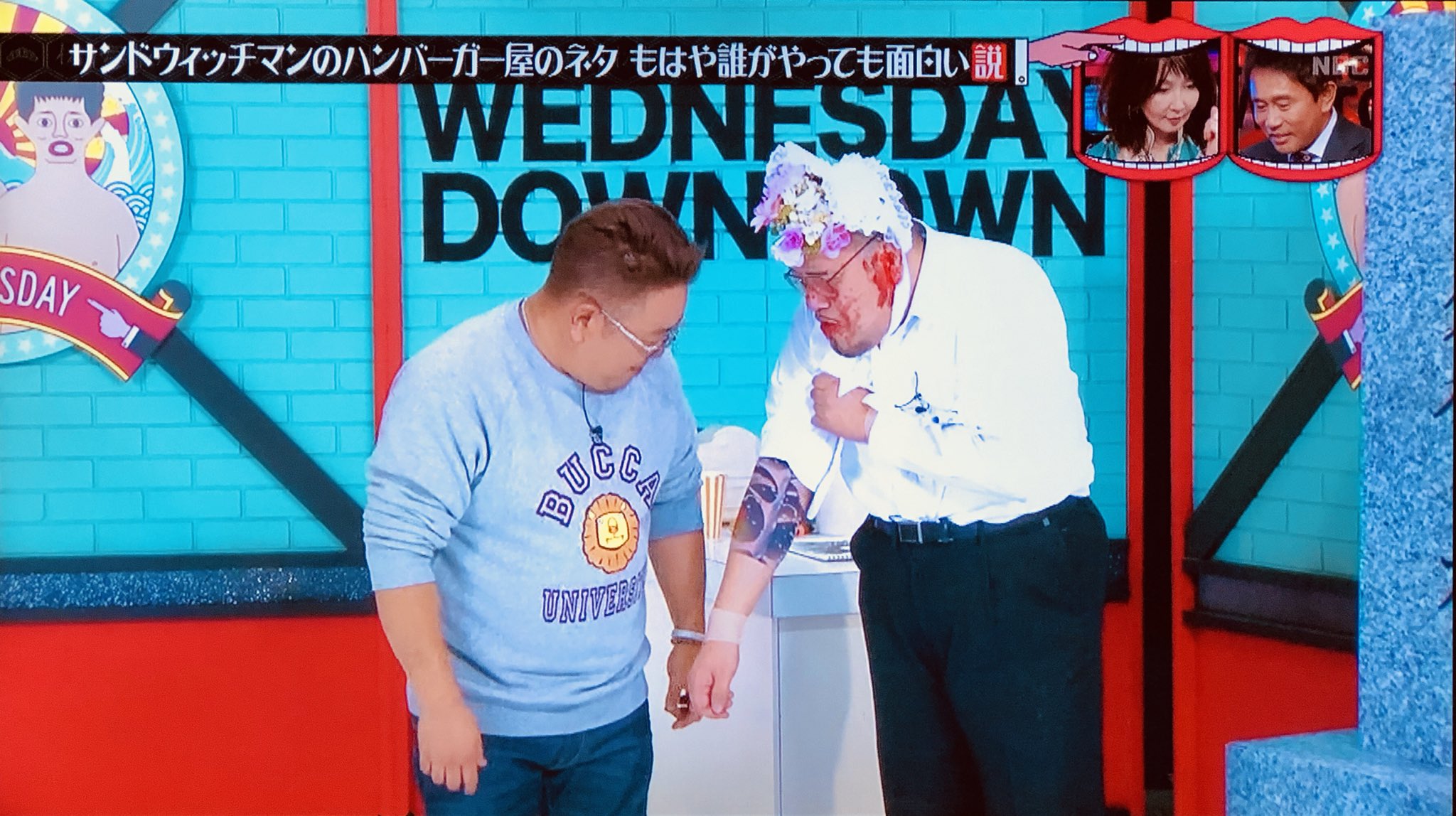 太郎 Twitterissa 野生爆弾くっきーが長袖ばかり着るのは刺青があるから とは聞いていたが 水曜日のダウンタウン 2時間sp サンドウィッチマンの 説 で くっきーが終盤 袖をまくり刺青を出した えっ あれが と思ったがどうやらあれはネタで 本物は手首に