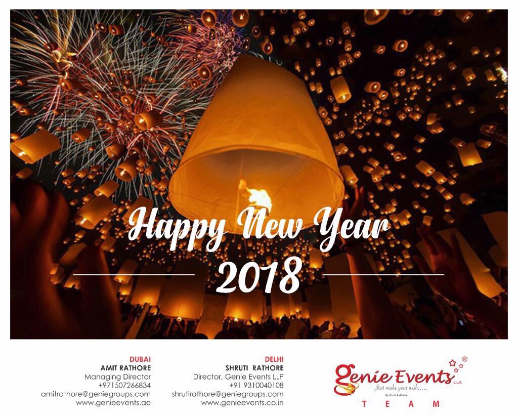 shrutirthr's tweet photo. We wish you new year 2018,  as  colourful as the rainbow and as brilliant as the Sun and as fragrant as the roses. May God fill each day of yours  with lots and lots of  cheer and fun.  Wishing you  HAPPY NEW YEAR 2🙂18. Genie Events Team #GenieEventsIndia #GenieEventsDubai https://t.co/ecKqB1Xqtg