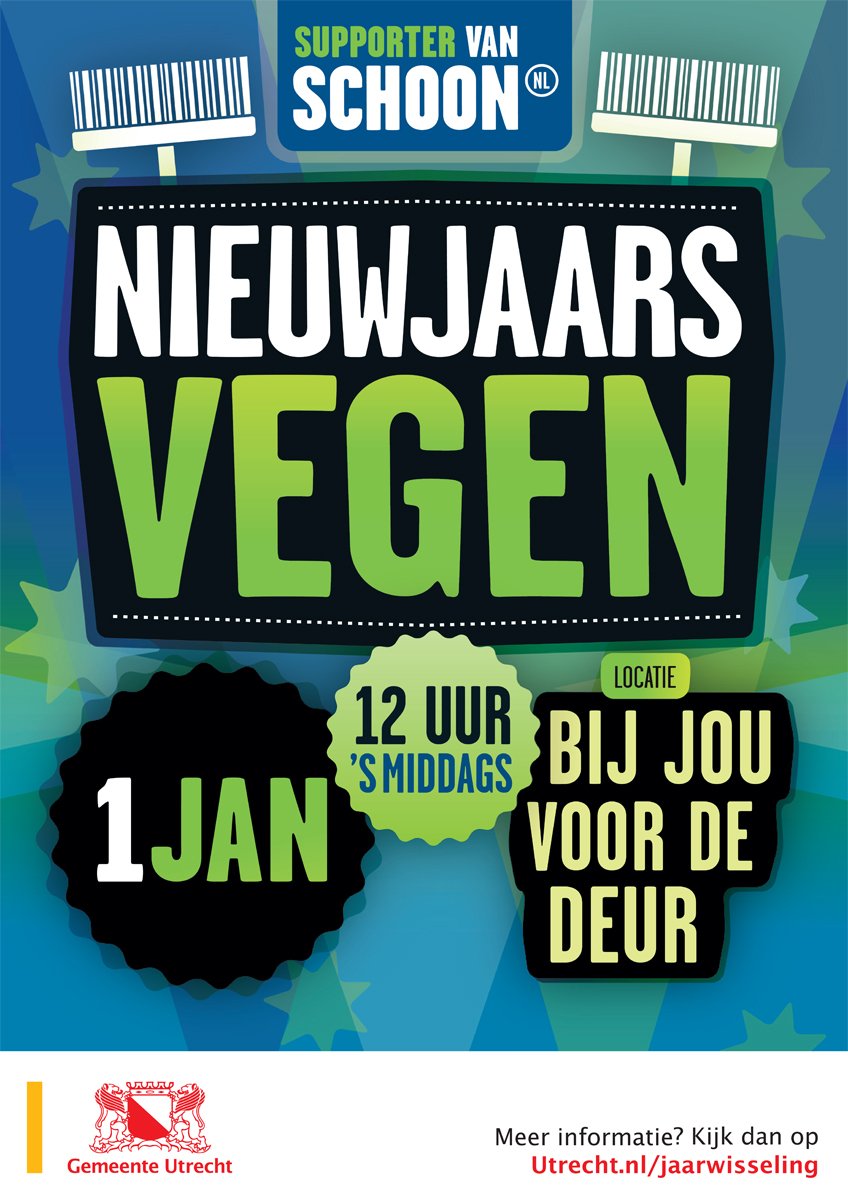Begin het jaar goed! Pak de bezem en veeg je stoep schoon. Zo houden we samen de buurt mooi. supportervanschoon.nl #nieuwjaarsvegen