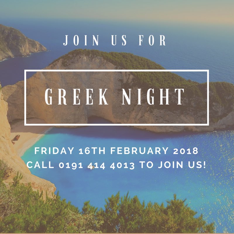 PetrosWinlaton's tweet photo. Join us for the next Greek night! Please retweet! #northeast #petros https://t.co/dpRBwiWQND