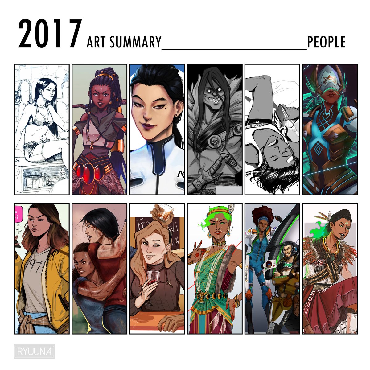 Tbh I thought that I drew half of these last year which is a testament to how much school screws with my sense of time LOL. Thank you for sticking around and enjoying my work! HAPPY NEW YEAR!!Looking forward to improving more in 2018 💪🏼👁👄👁💪🏼 