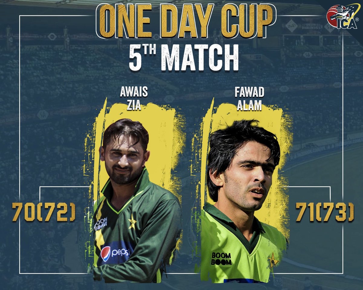 ICAssociation's tweet photo. They are in immense form in the fifth match of #OneDayCup. @awaiszia86 and @iamfawadalam25 helped put 291 as the final score on the board; helping their side to win the match. We wish them good luck for upcoming matches.
#MenInForm
#TeamICA https://t.co/xU254B1pl8