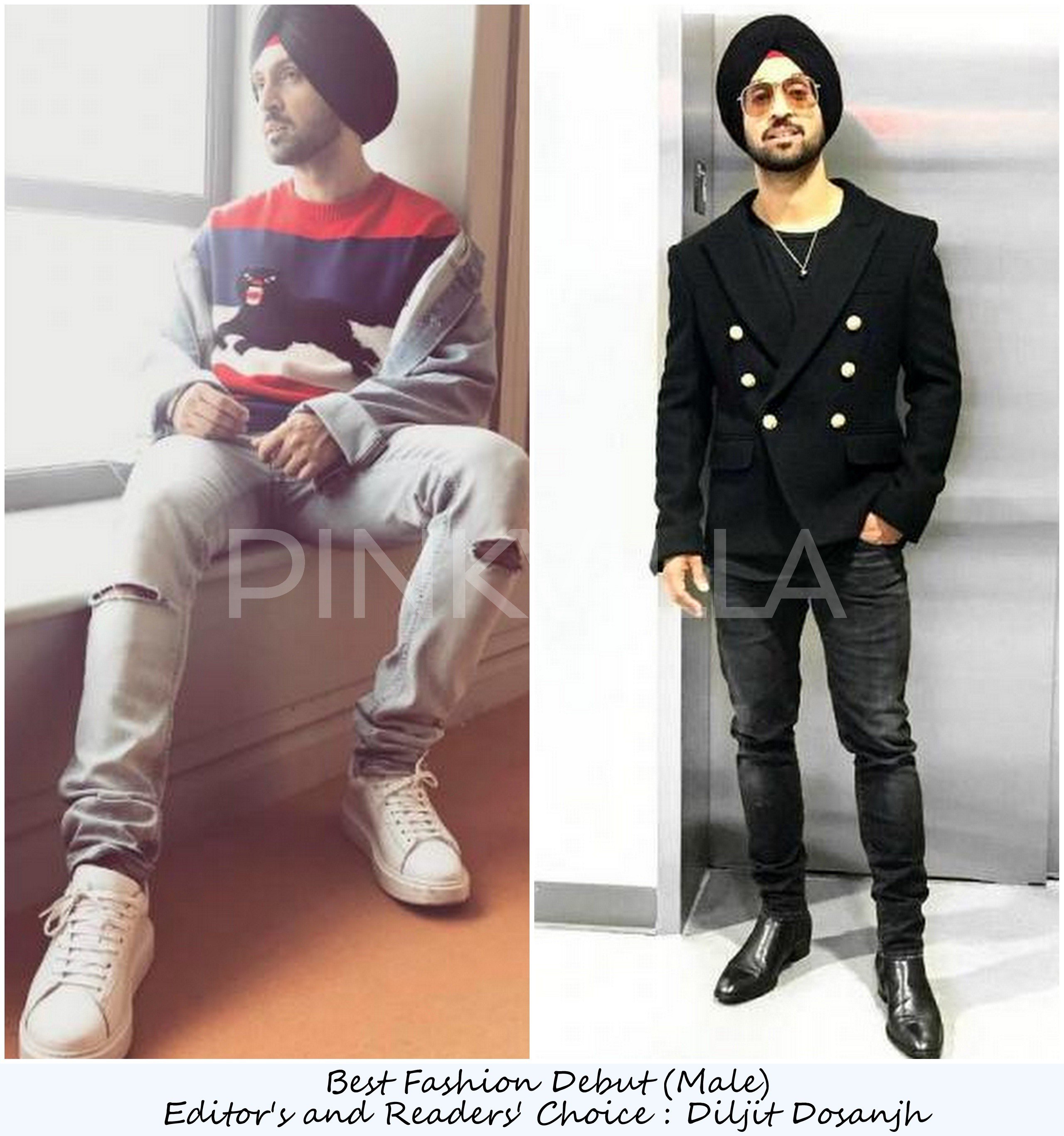 Pinkvilla on X: Award for the Best Fashion Debut (Male) goes to- Readers'  and Editors' Choice : @diljitdosanjh #PinkvillasMostFashionable2017   / X