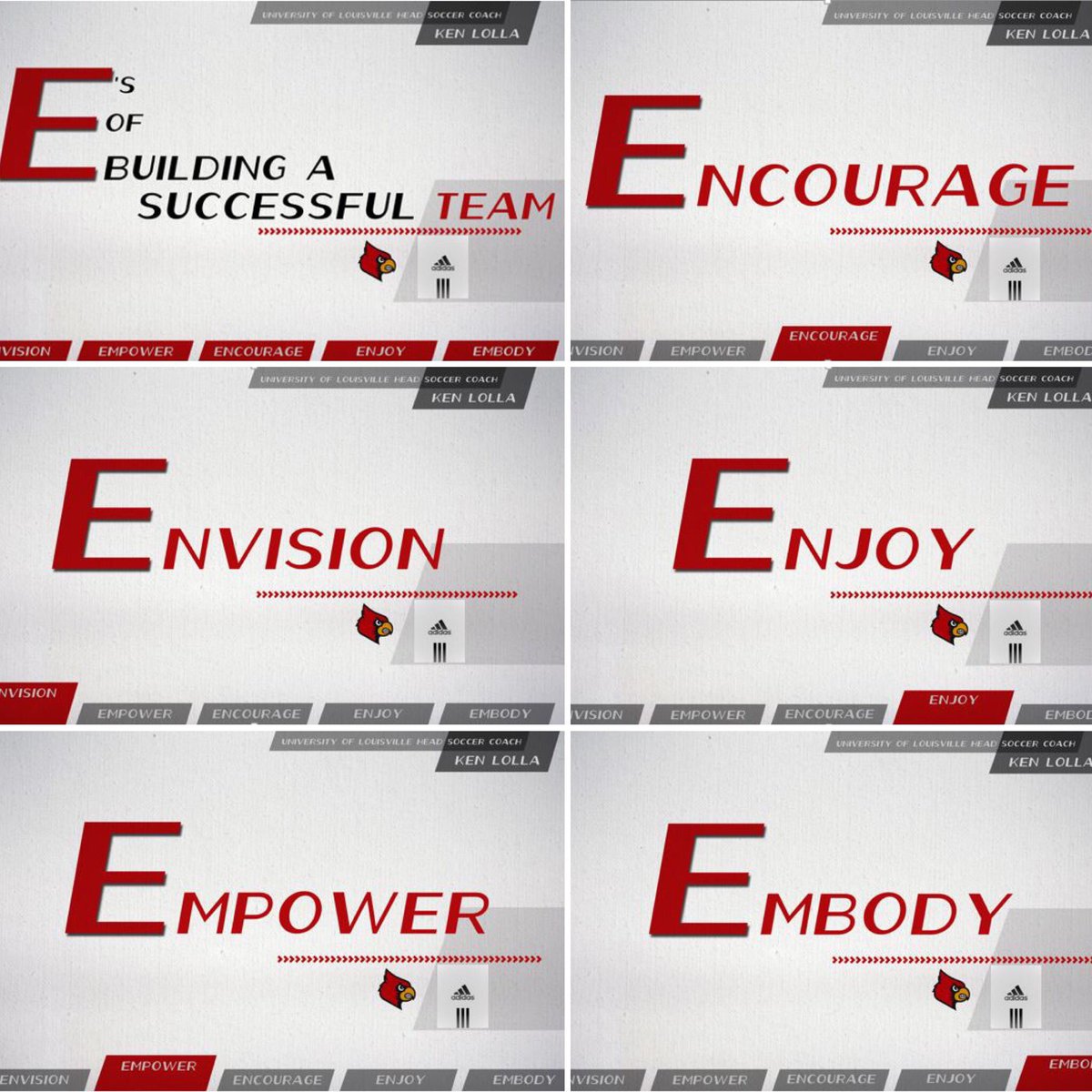 502soccer's tweet photo. Start the new year right with an inspiring read on leadership &amp; success from @UofLmenssoccer head coach @KenLolla - the 5 E’s of Building a Successful Team, https://t.co/NedqRkW3ec #Envision #Empower #Encourage #Enjoy #Embody https://t.co/CZlB7oQIiy