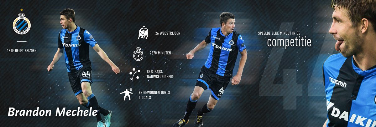 ClubBrugge's tweet photo. ⌛👟 Heerser @BMechele44 slaagde erin om in 2017 maar liefst elke minuut in onze competitie te spelen. 👊 #ClubStats https://t.co/eiUS8x5X9l