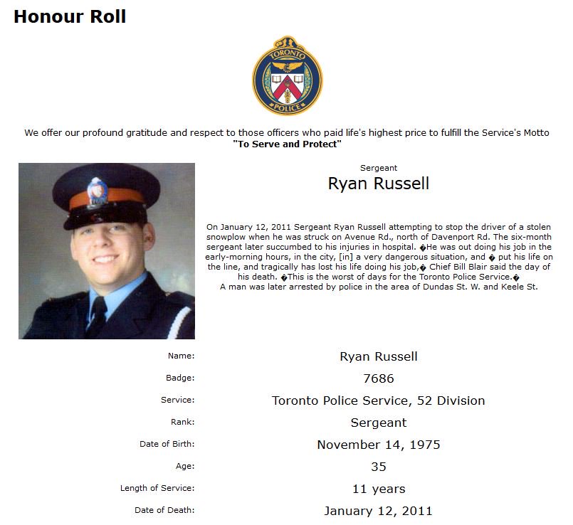 460km's tweet image. In memory of Sergeant Ryan Russell @TorontoPolice @TPAca 

End Of Watch: January 12, 2011

#HeroesInLife #HerosEnVie @CPPOM 

⚫️🔵⚫️