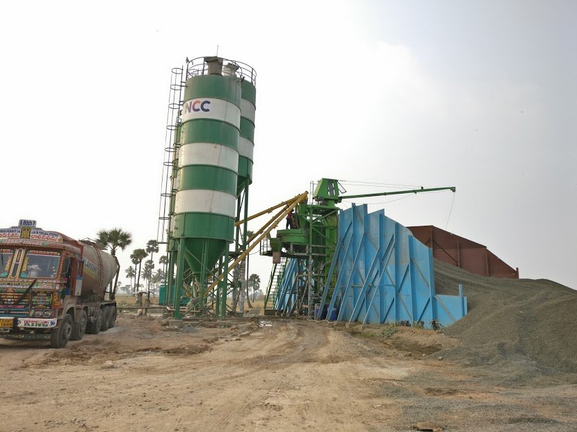 Ready-mix concrete is used and there is an RMC plant within the construction site reducing lot of time and effort. There is a concrete pumping machine as well dedicated to this site. Construction is done round the clock with multiple shifts.