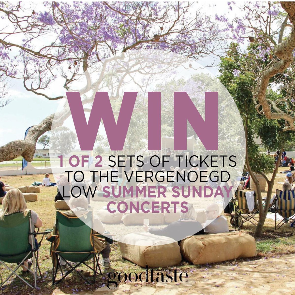 Stand the chance to WIN 1 of 2 sets of tickets to the <a href="/Vergenoegd/">Vergenoegd Löw The Wine Estate</a> Wine Estate's Summer Sunday Concerts! 

Simply click here and fill in your details to enter: bit.ly/2q7tp1z

Please note terms and conditions apply.