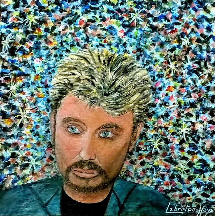 _lebreton's tweet photo. Bonne  Année 2018  ,  meilleurs  voeux  et  surtout
une  bonne  santé ,   mon  dernier  tableau  Johnny  dans  les  étoiles https://t.co/nfNFSLNYtS