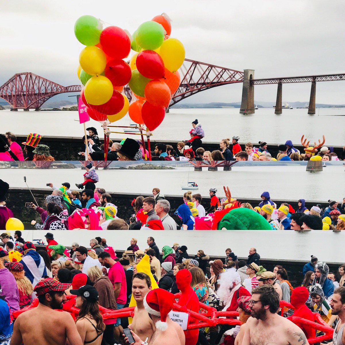 Bonkers folk in #Queensferry today! #LoonyDook18 #EdHogmanay