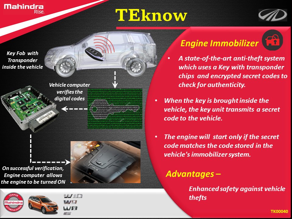 teknet_mm's tweet photo. Engine Immobilizer - #mahindra #TEknow #PassiveKeylessEntry #PKE #SmartKey #MahindraXUV500 https://t.co/ta3RT5ph0s