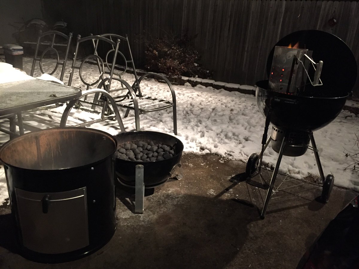 SabSportsShotz's tweet photo. Yeah...it was 6am and -2 degrees as I was firing up the smoker this morning. Started prepping 15 lbs of pork shoulder around 5:30am for what hopefully will be some amazing pulled pork later today. @WeberGrills @VirtualWeber #WeberForLife #iGrill2 #365grilling https://t.co/sT6a4n5kOJ