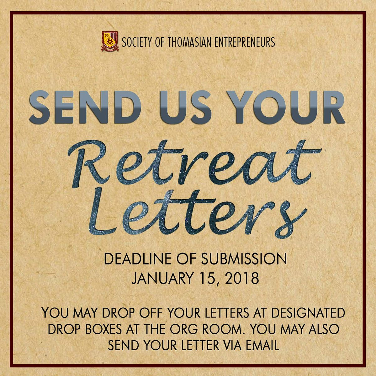Ust Ste On Twitter Retreat Letters In All Forms Are Accepted If