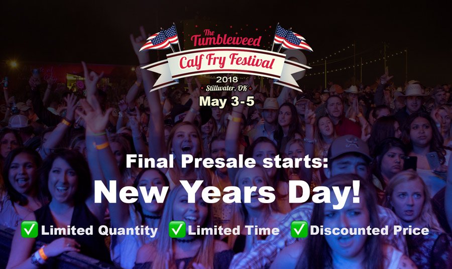 FINAL Calf Fry 2018 PRESALE starts TODAY! 1/1/18
 --- bit.ly/calffry2018 ---
✅Limited Quantities  ✅Limited Time  ✅Final Discount!