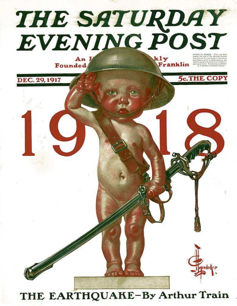 Joseph Christian #Leyendecker, 1874–1951
"New Year's Baby 1918"
Magazine cover <a href="/SatEvePost/">The Saturday Evening Post</a>, December 29, 1917