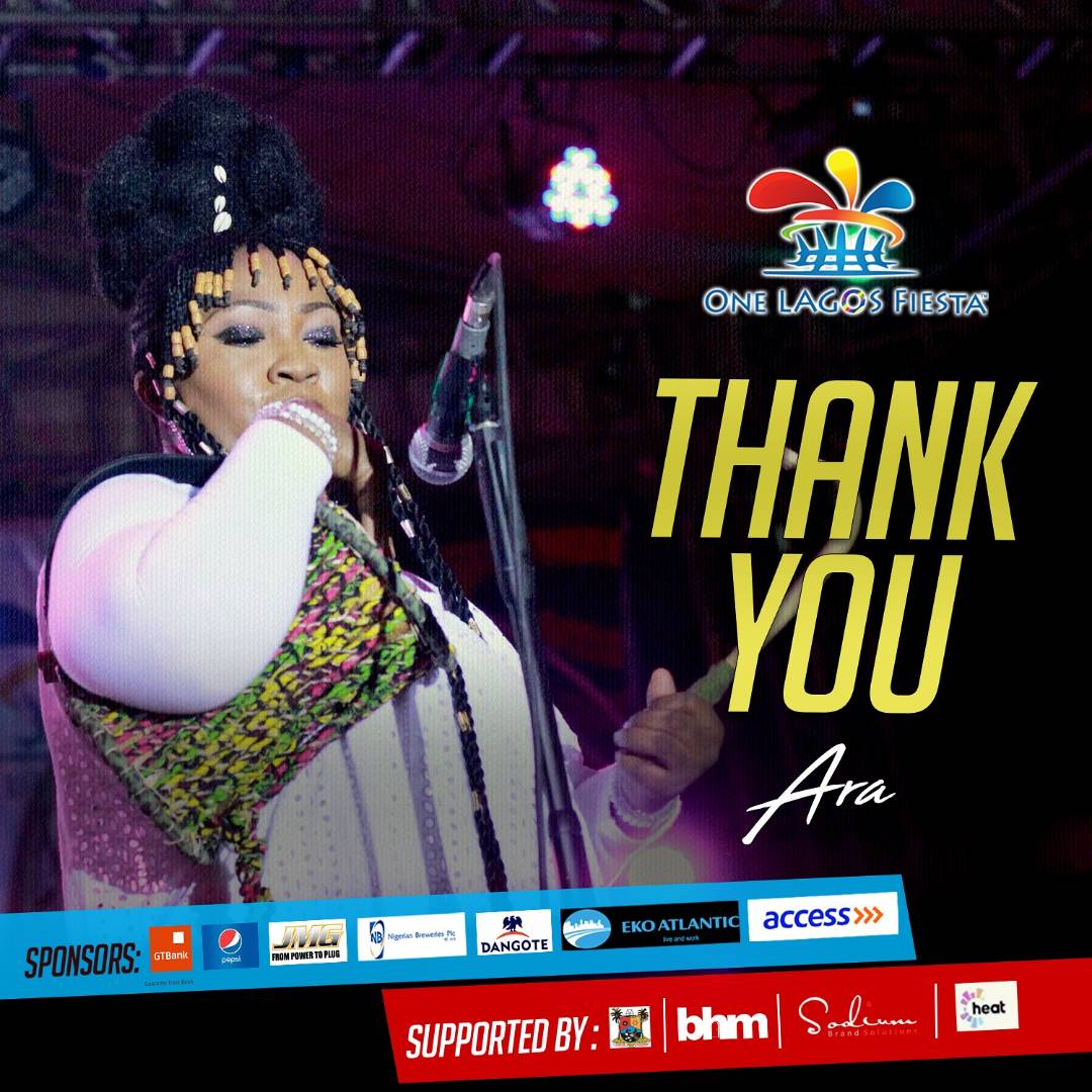 1lagosfiesta's tweet photo. A big thank you to @araqueenofdrums for giving amazing performances back to back. #OneLagosFiesta #Finale #NewYear #Falzthebahdguy #OLF #OLF17 https://t.co/bQxK08RfPw