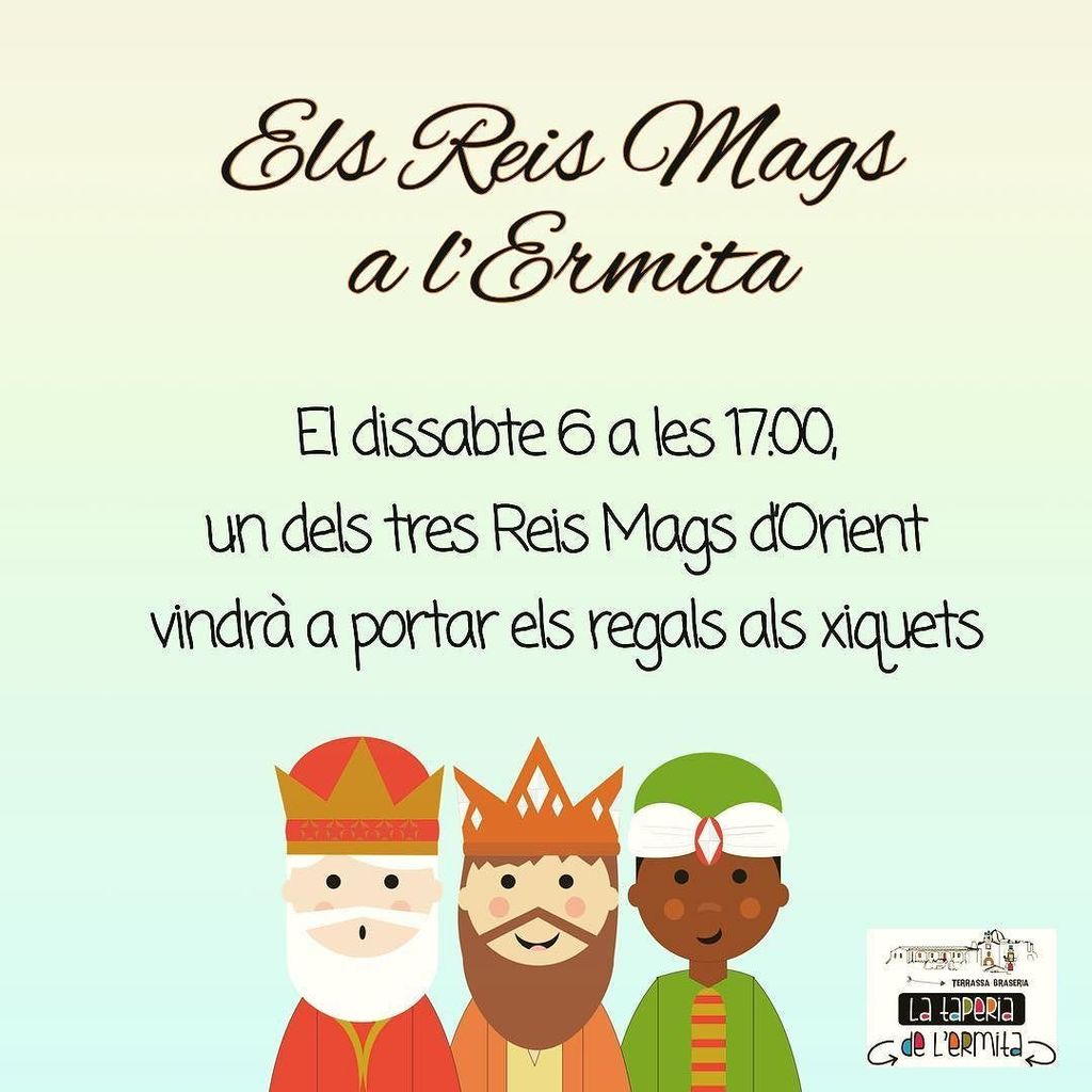 Els Reis Mags d’Orient ens han dit que un d’ells passarà per l’Ermita a portar els regals que els xiquets han demanat. A partir de les 17h. el dissabte dia 6 vos esperem!!!