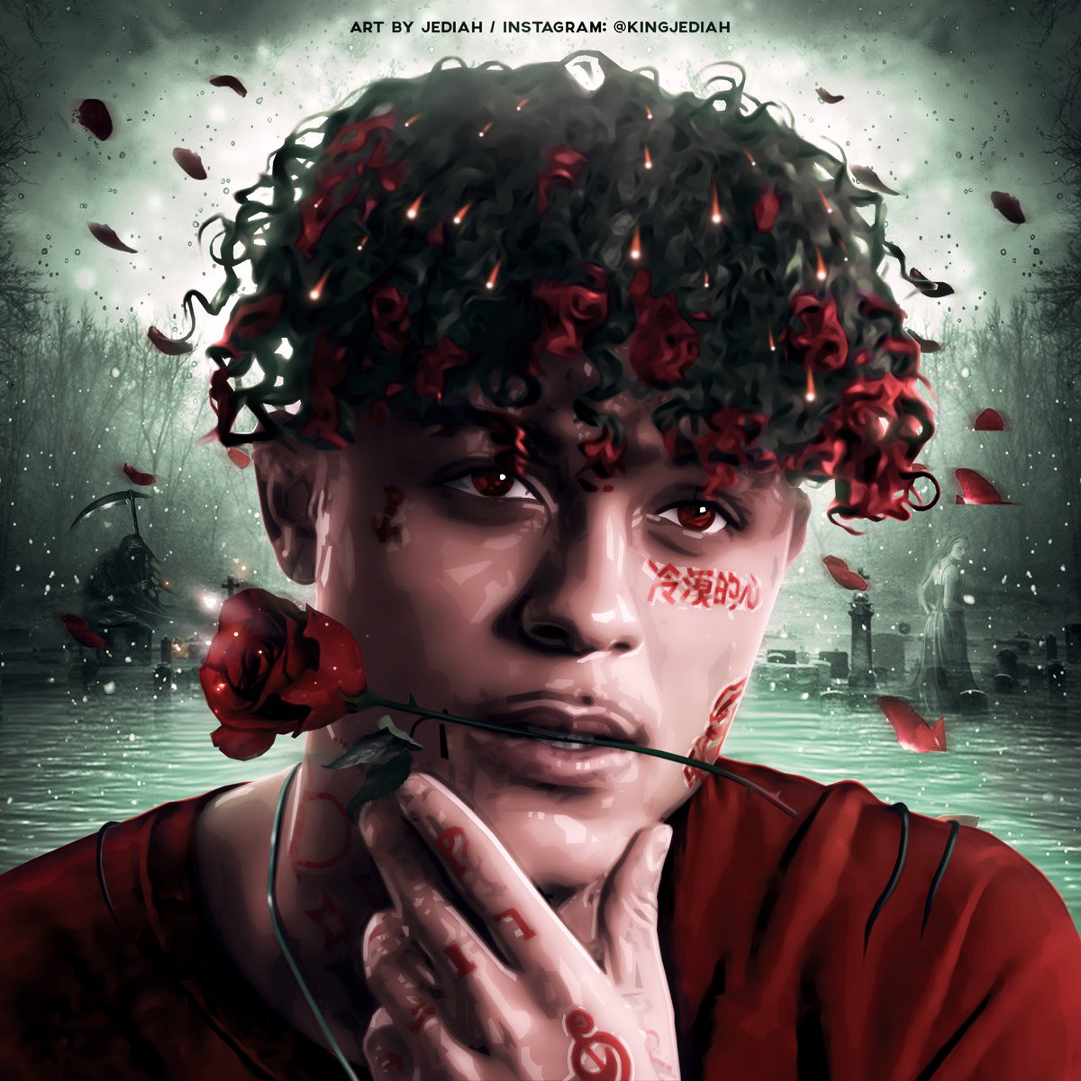 king jediah 愛 on twitter lil skies red roses artwork card by