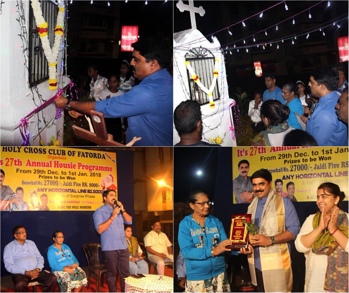 VijaiSardesai's tweet photo. @ HolyCrossClub’s 27th annual New Year Programme @ #Fatorda. Also inaugurated New Cross constructed on allocated PWD land. Have called 4 people’s participation in ongoing development that @Fatorda.Also announced commencement of #SundayDialogues from January 21 @We4Fatorda ground. https://t.co/ubwomIFf4k