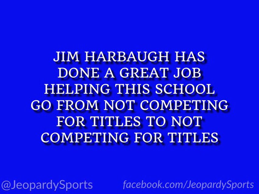 “What is: the University of Michigan?”
#JeopardySports #OutbackBowl