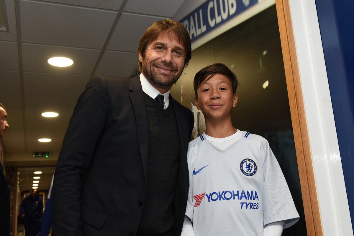DreDre_K's tweet photo. Best #CFC2017 moment, my son being a Mascot when we beat West Brom 4-0 away. What a day, what a game #chelseaFC https://t.co/8PVhjMgYNv