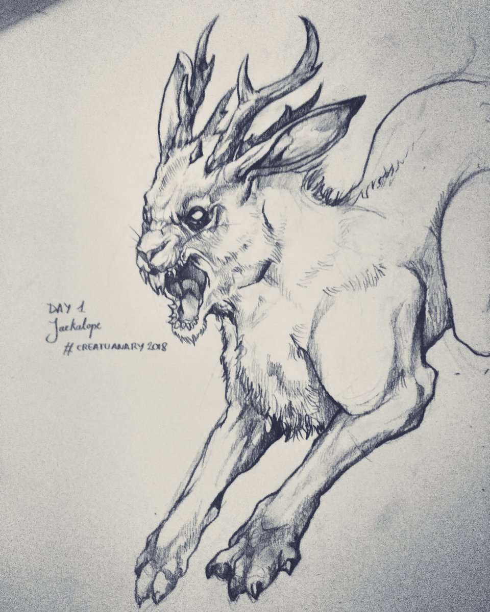 Dominius_art's tweet photo. Iniciamos el #creatunuary2018 con un #jackalope. Seguid el hashtag en Instagram. El mío, @brnix_art. https://t.co/dMfTSK2Jiy