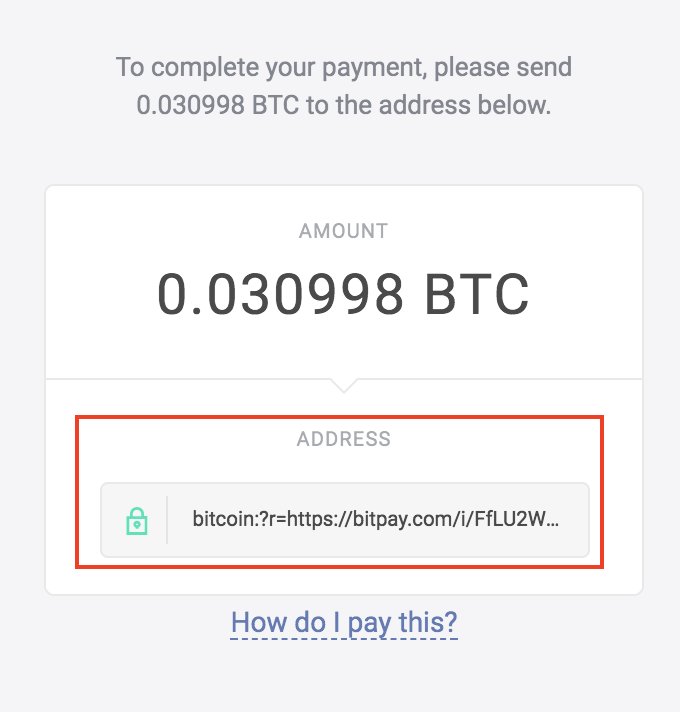 Get bitcoin address from bitpay url