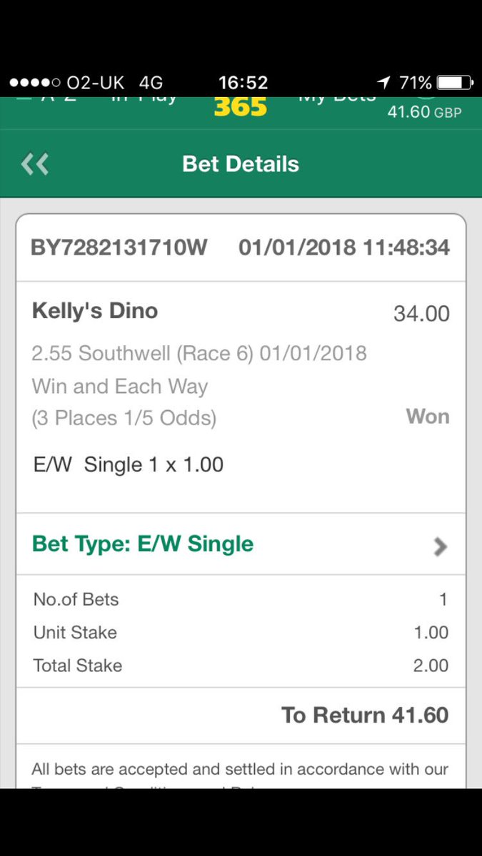 HowellRhys's tweet photo. @Betracingnation cheeky little win on Kelly's Dino - cheers mate! https://t.co/lLkR2Q4elR