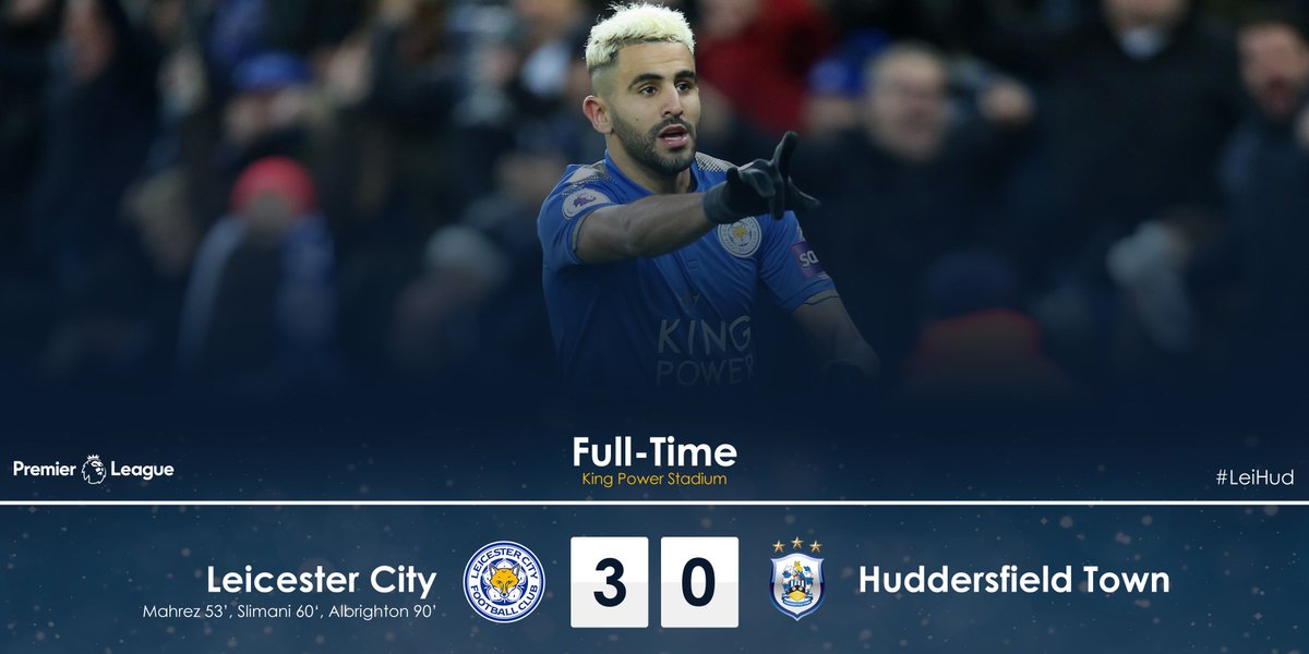 Full-time: Leicester City 3-0 Huddersfield Town

Happy New Year! 😁

#LeiHud