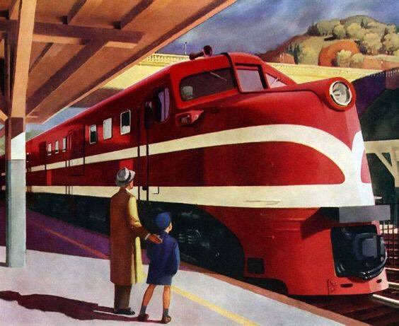 Edward Hopper. Locomotiva americana, 1944. Tanti viaggi a tutti.