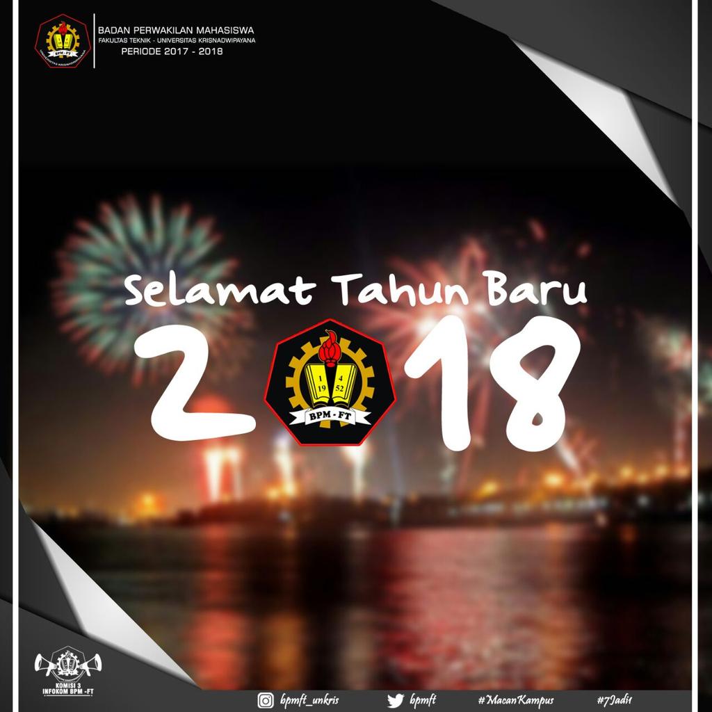 Kami BPM FT 2017-2018 Mengucapkan selamat tahun baru 2018

semoga di tahun yang baru ini menjadi lebih baik dan JAYA