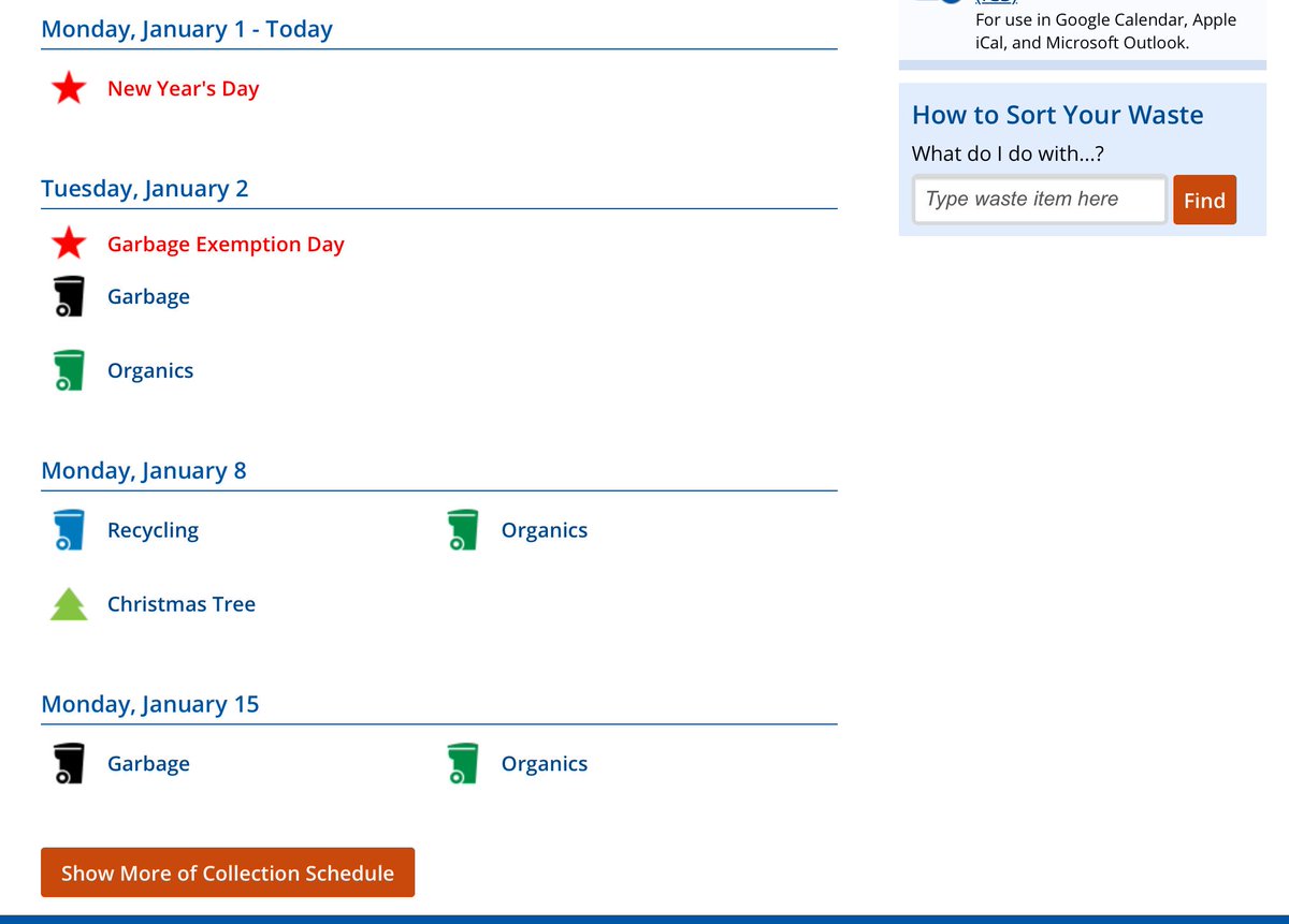 WASTE SCHEDULE 4 THE NEXT 3WEEKS. NOTE: GARBAGE EXEMPTION DAY 2MORROW